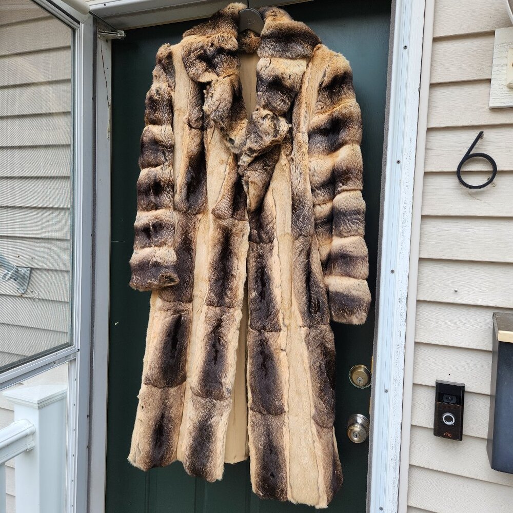 Full Length Genuine Chinchilla Fur Coat